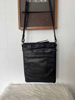 Margot New York Black Pebbled Genuine Leather Crossbody Bag